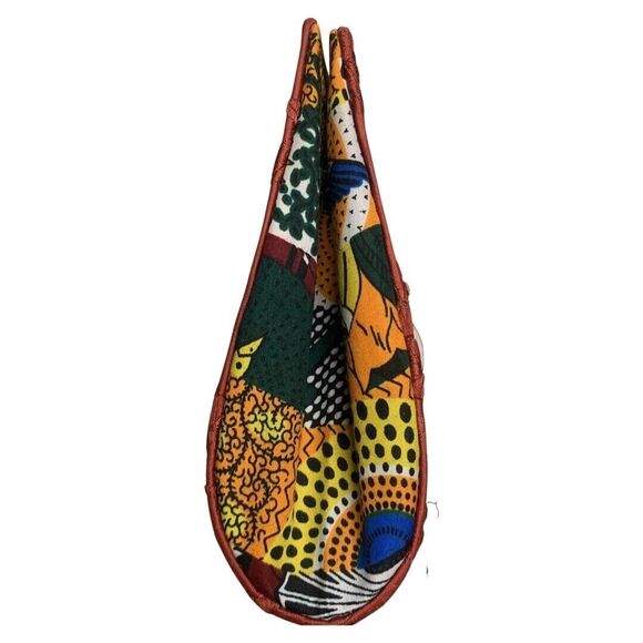 Maria Mateus Angola African Print Red Embroidered Envelope Clutch Purse 14" - Picture 8 of 13